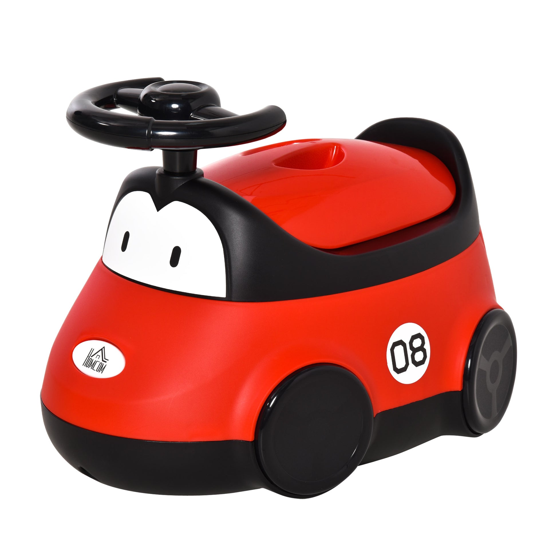 Baby Potty for 6-36 Months Toddler Potty Training Toilet Seat Portable Car Shape with Lid and Steering Wheel Easy to Clean 40x27.5x29.1 cm Red