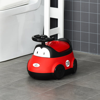 Baby Potty for 6-36 Months Toddler Potty Training Toilet Seat Portable Car Shape with Lid and Steering Wheel Easy to Clean 40x27.5x29.1 cm Red