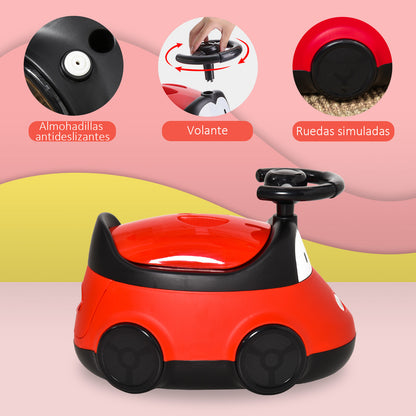 Baby Potty for 6-36 Months Toddler Potty Training Toilet Seat Portable Car Shape with Lid and Steering Wheel Easy to Clean 40x27.5x29.1 cm Red