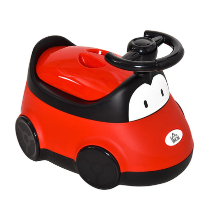 Baby Potty for 6-36 Months Toddler Potty Training Toilet Seat Portable Car Shape with Lid and Steering Wheel Easy to Clean 40x27.5x29.1 cm Red