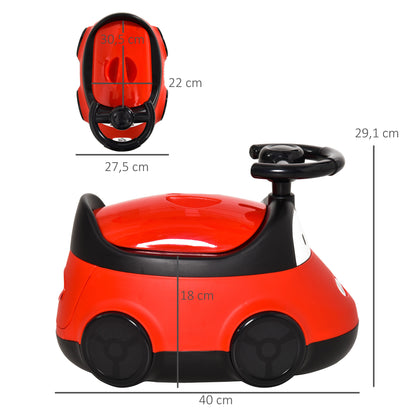Baby Potty for 6-36 Months Toddler Potty Training Toilet Seat Portable Car Shape with Lid and Steering Wheel Easy to Clean 40x27.5x29.1 cm Red