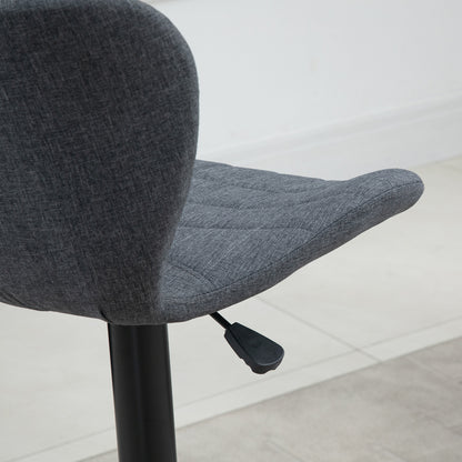 Set of 2 Bar Stools Design Curved Buttoned Backrest Adjustable Seat Height 61-81 cm 360° Swivel Velvet Footrest Gray