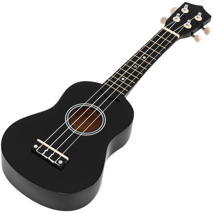 21 Inch Black Soprano Ukulele for Beginners Suitable for Concerts and Schools Nylon Strings Wood Material