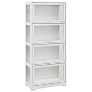 4-Level Collector's Display Cabinet with Folding Acrylic Doors Anti-Tip Showcase for Study Bedroom Office 59x30x139 cm White