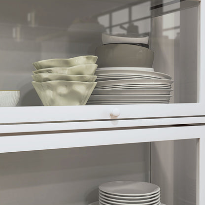 4-Level Collector's Display Cabinet with Folding Acrylic Doors Anti-Tip Showcase for Study Bedroom Office 59x30x139 cm White