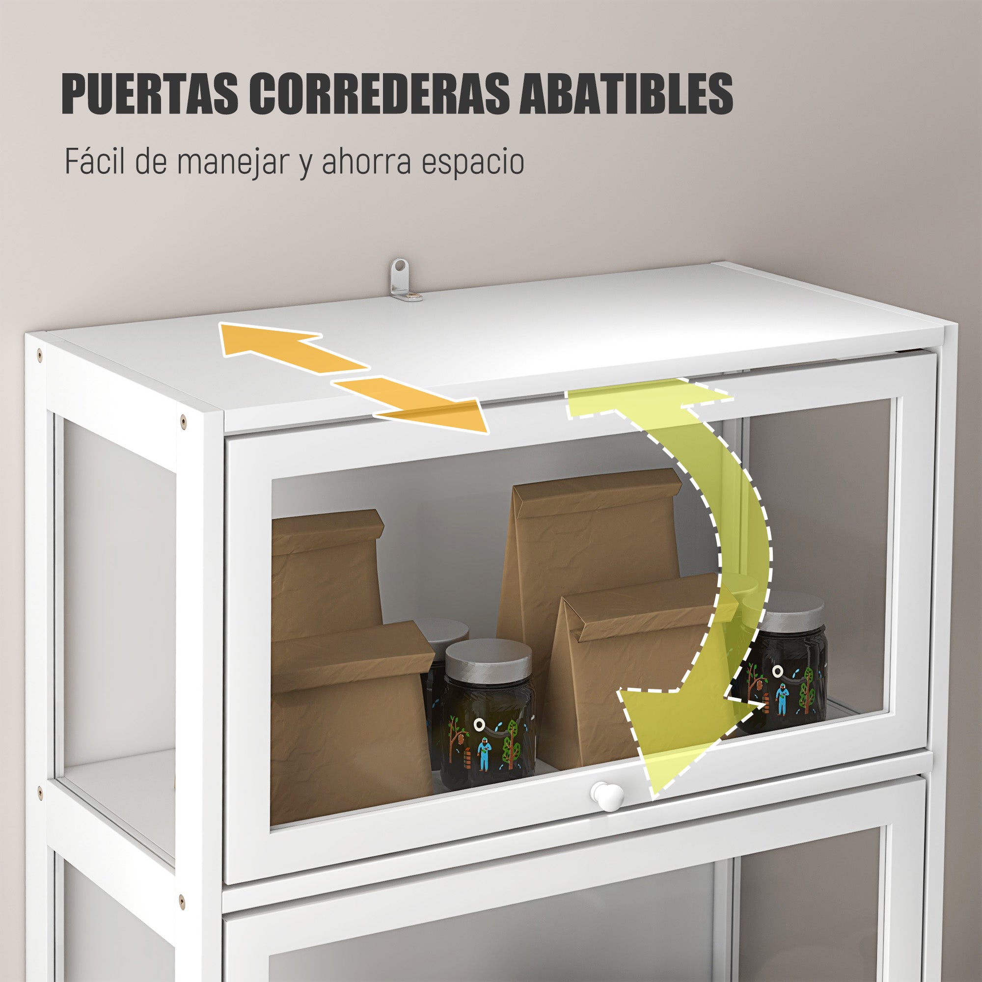 4-Level Collector's Display Cabinet with Folding Acrylic Doors Anti-Tip Showcase for Study Bedroom Office 59x30x139 cm White