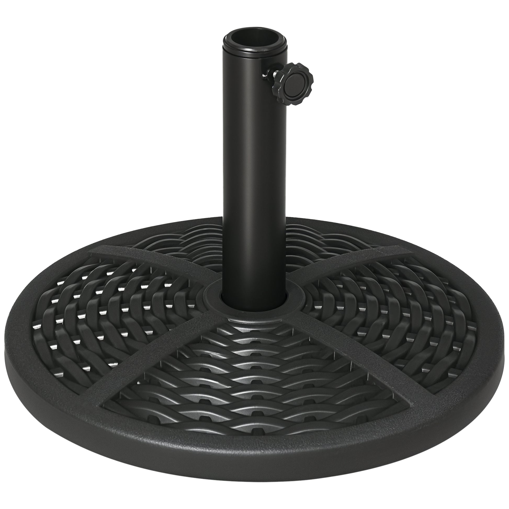 Concrete Umbrella Stand, Umbrella Stand with Steel Pipe, Round Umbrella Holder, Umbrella Weight, Stand for Umbrella Ø38/48 mm, for Balcony, Terrace, Garden, Black