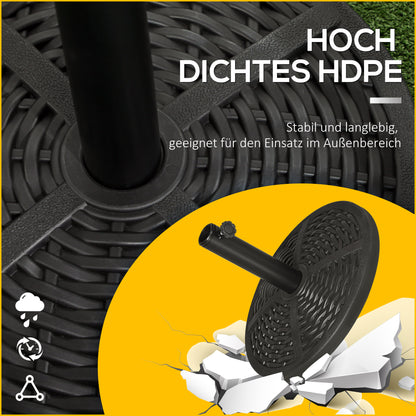 Concrete Umbrella Stand, Umbrella Stand with Steel Pipe, Round Umbrella Holder, Umbrella Weight, Stand for Umbrella Ø38/48 mm, for Balcony, Terrace, Garden, Black