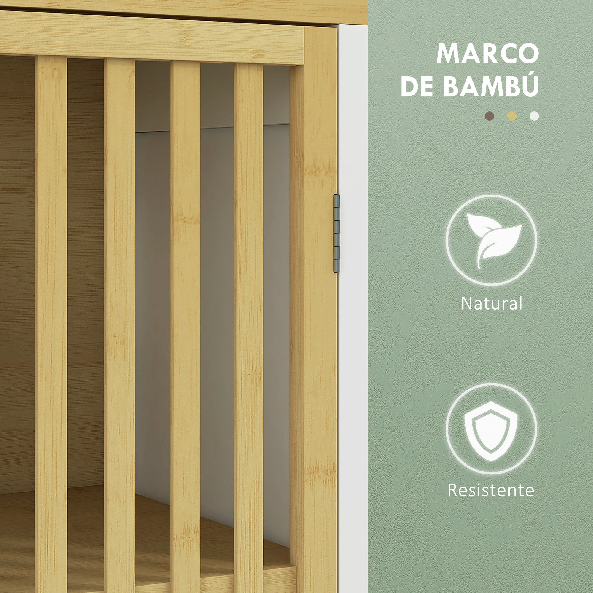 Tall Bathroom Cabinet Bathroom Column Auxiliary Bathroom Furniture with 1 Open Shelf, 1 Door, and 1 Adjustable Shelf 32x30x90.5 cm Natural and White