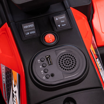 Kids Quad Electric 12V Children's Quad with Forward, Reverse Function, Music, MP3, LED Headlights Electric Quad for Children 3-5 Years Red