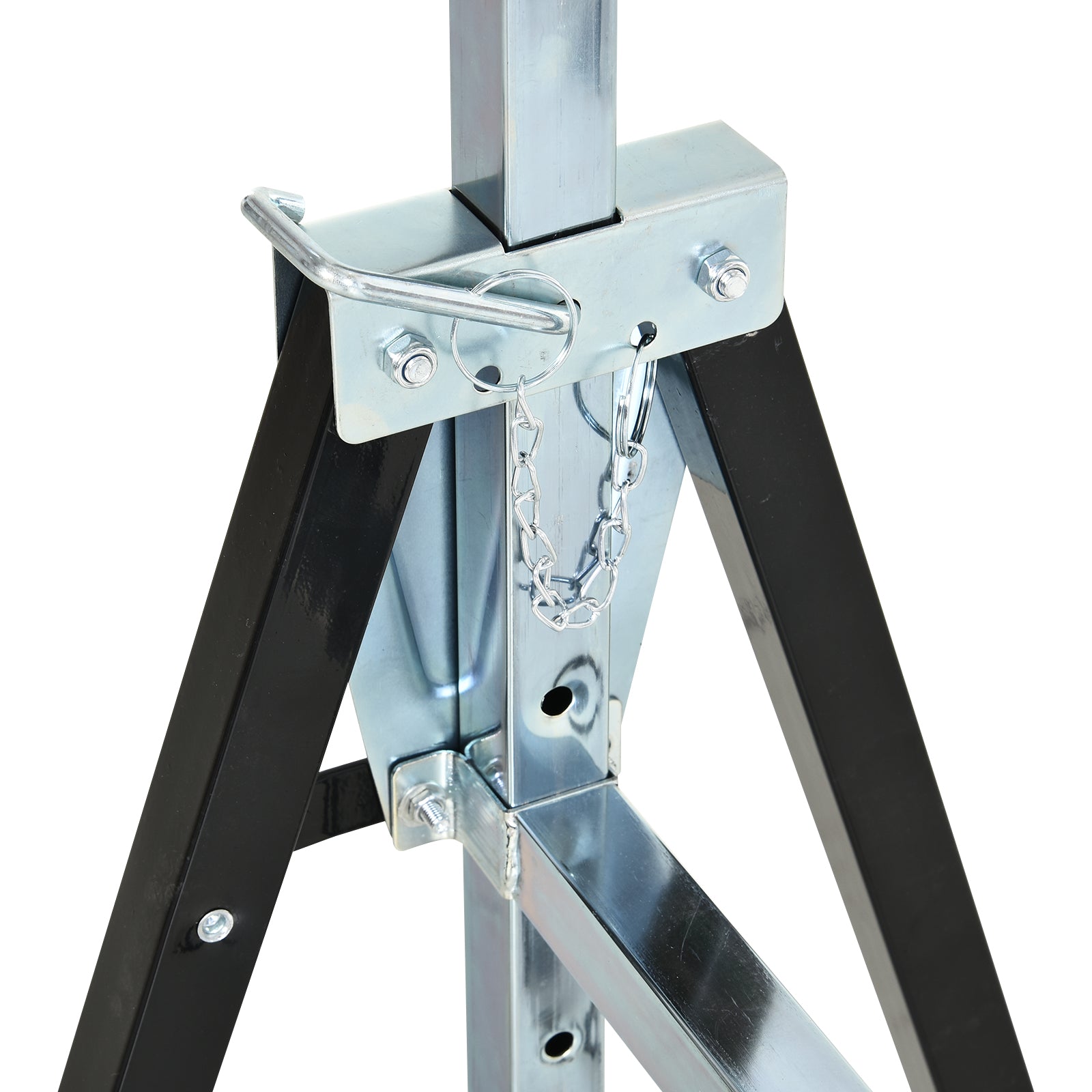 Sawhorse, Workbench, Height Adjustable, Foldable, Metal, Black, 68 x 56 x 80-130 cm, Load Capacity 200kg