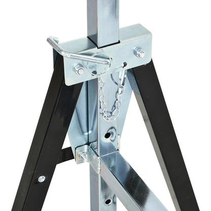Sawhorse, Workbench, Height Adjustable, Foldable, Metal, Black, 68 x 56 x 80-130 cm, Load Capacity 200kg