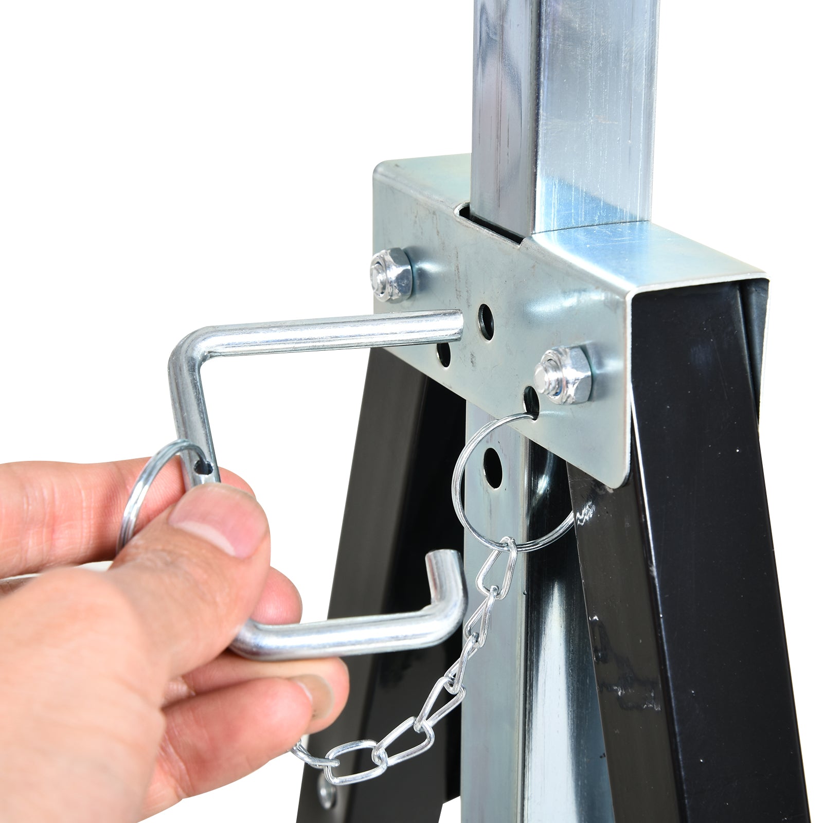 Sawhorse, Workbench, Height Adjustable, Foldable, Metal, Black, 68 x 56 x 80-130 cm, Load Capacity 200kg