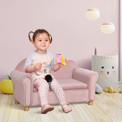 Children's Sofa Children's Couch with Storage Space, Play Sofa for Children, Two-Seater for Children 3-5 Years, 2-Seater Children's Furniture made of Dutch Fleece, Pink, 84 x 41.5 x 48.5 cm
