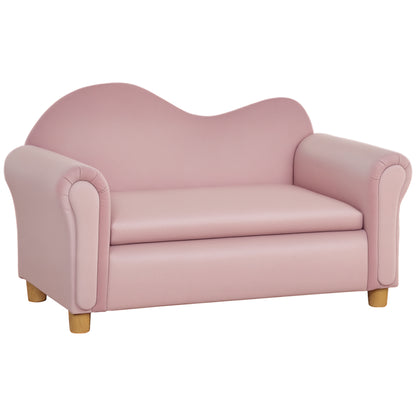 Children's Sofa Children's Couch with Storage Space, Play Sofa for Children, Two-Seater for Children 3-5 Years, 2-Seater Children's Furniture made of Dutch Fleece, Pink, 84 x 41.5 x 48.5 cm