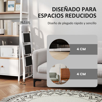 3-Step Folding Ladder Scissor Ladder Load up to 150 kg with Non-Slip Pedal Easy to Store and Transport for Home Kitchen Office White