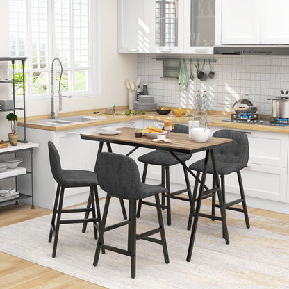 Bar Table with Bar Stool Set, 5-Piece Dining Group, Kitchen Table, Bistro Table with 4 Chairs, Bar Table Set for Kitchen, Living Room, Steel, Dark Gray, 120 x 60 x 91 cm