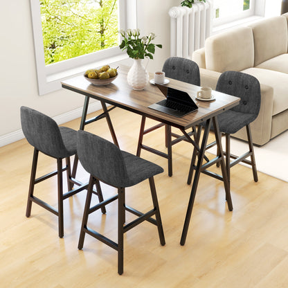 Bar Table with Bar Stool Set, 5-Piece Dining Group, Kitchen Table, Bistro Table with 4 Chairs, Bar Table Set for Kitchen, Living Room, Steel, Dark Gray, 120 x 60 x 91 cm