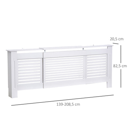 Contemporary Design Extendable Radiator Cover 139-208.5 x 20.5 x 82.5 cm MDF White