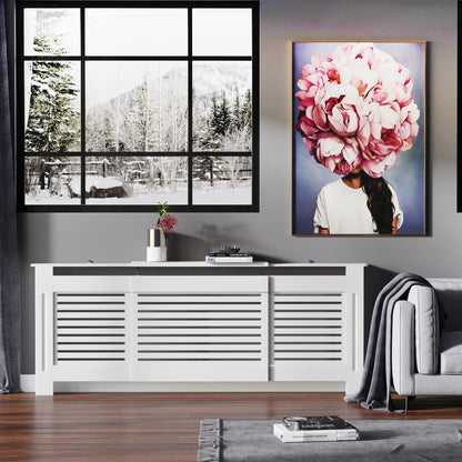 Contemporary Design Extendable Radiator Cover 139-208.5 x 20.5 x 82.5 cm MDF White