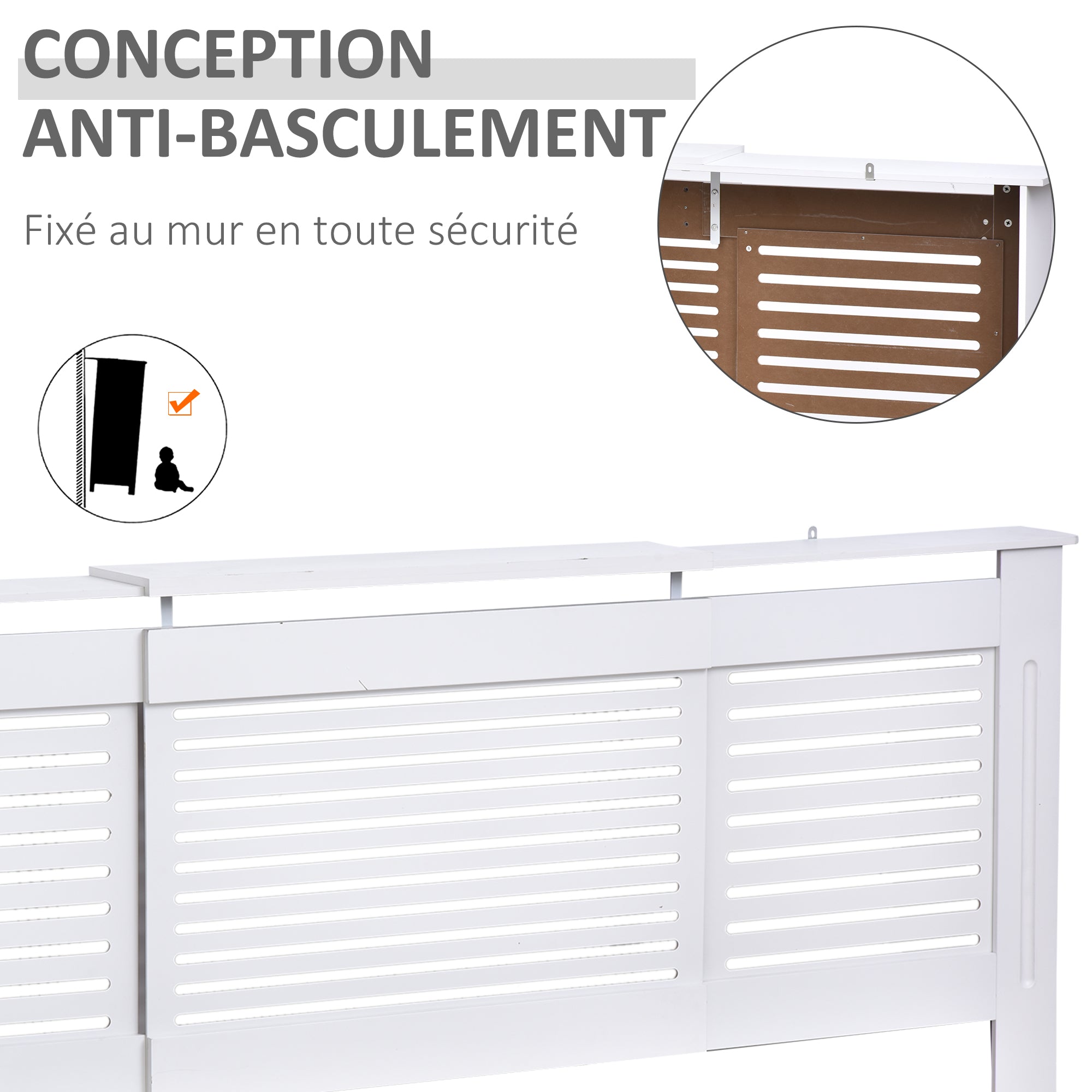 Contemporary Design Extendable Radiator Cover 139-208.5 x 20.5 x 82.5 cm MDF White