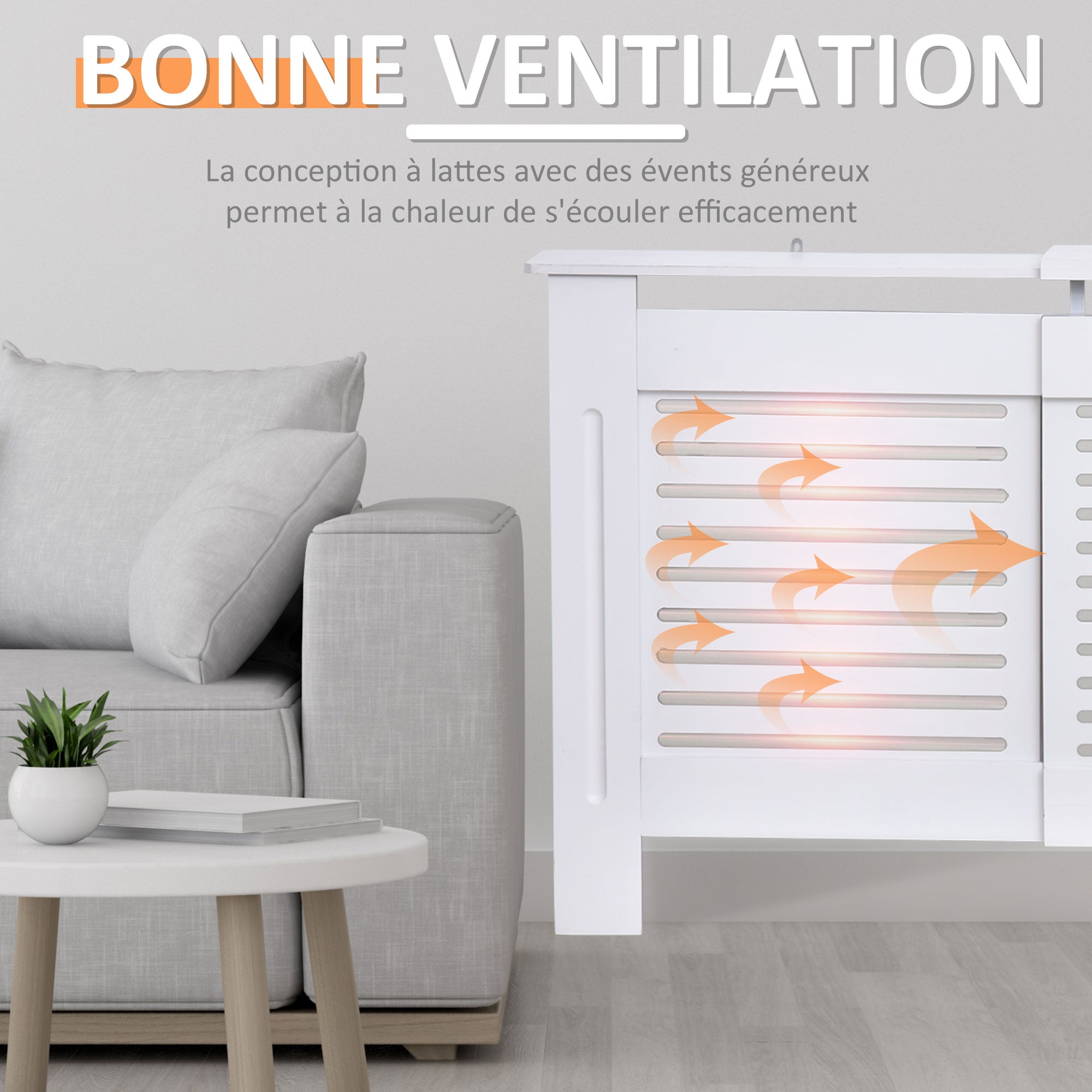 Contemporary Design Extendable Radiator Cover 139-208.5 x 20.5 x 82.5 cm MDF White