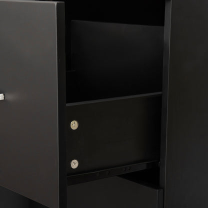 Office and Study Cabinet with 2 Lockable Drawers, Office Pedestal with 5 Wheels and Desktop, MDF and Particleboard Filing Cabinet, 43x45x72cm, Black
