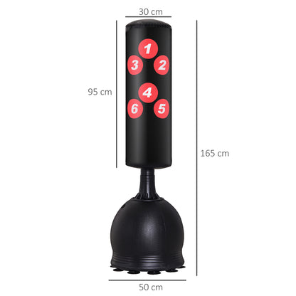 Punching Bag Standing 165cm Adult Free-Standing Heavy Duty Punching Bag with Suction Cup Base Boxing Partner Boxing Trainer Suitable for Professionals and Beginners Black