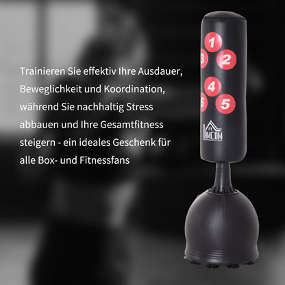 Punching Bag Standing 165cm Adult Free-Standing Heavy Duty Punching Bag with Suction Cup Base Boxing Partner Boxing Trainer Suitable for Professionals and Beginners Black