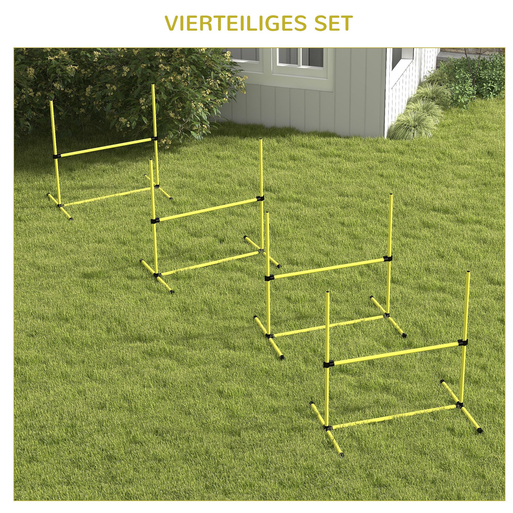 Agility Set for Dogs 4-Piece Agility Equipment for Dog Training with 4 Adjustable Height Hurdles Carry Bag Coordination Training Agility Set for Games Training