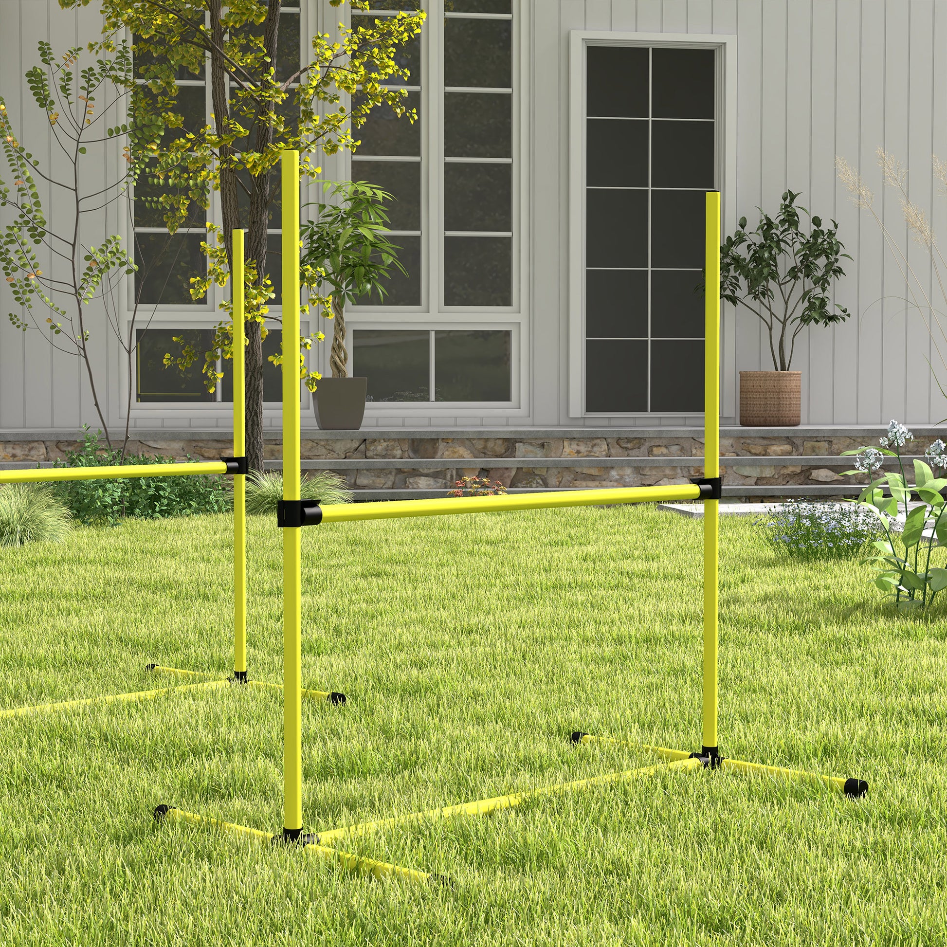 Agility Set for Dogs 4-Piece Agility Equipment for Dog Training with 4 Adjustable Height Hurdles Carry Bag Coordination Training Agility Set for Games Training