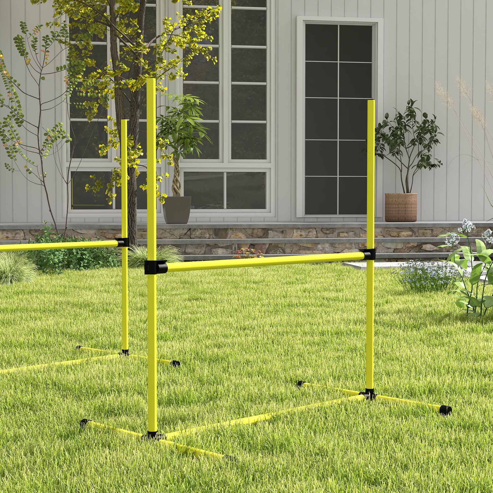 Agility Set for Dogs 4-Piece Agility Equipment for Dog Training with 4 Adjustable Height Hurdles Carry Bag Coordination Training Agility Set for Games Training