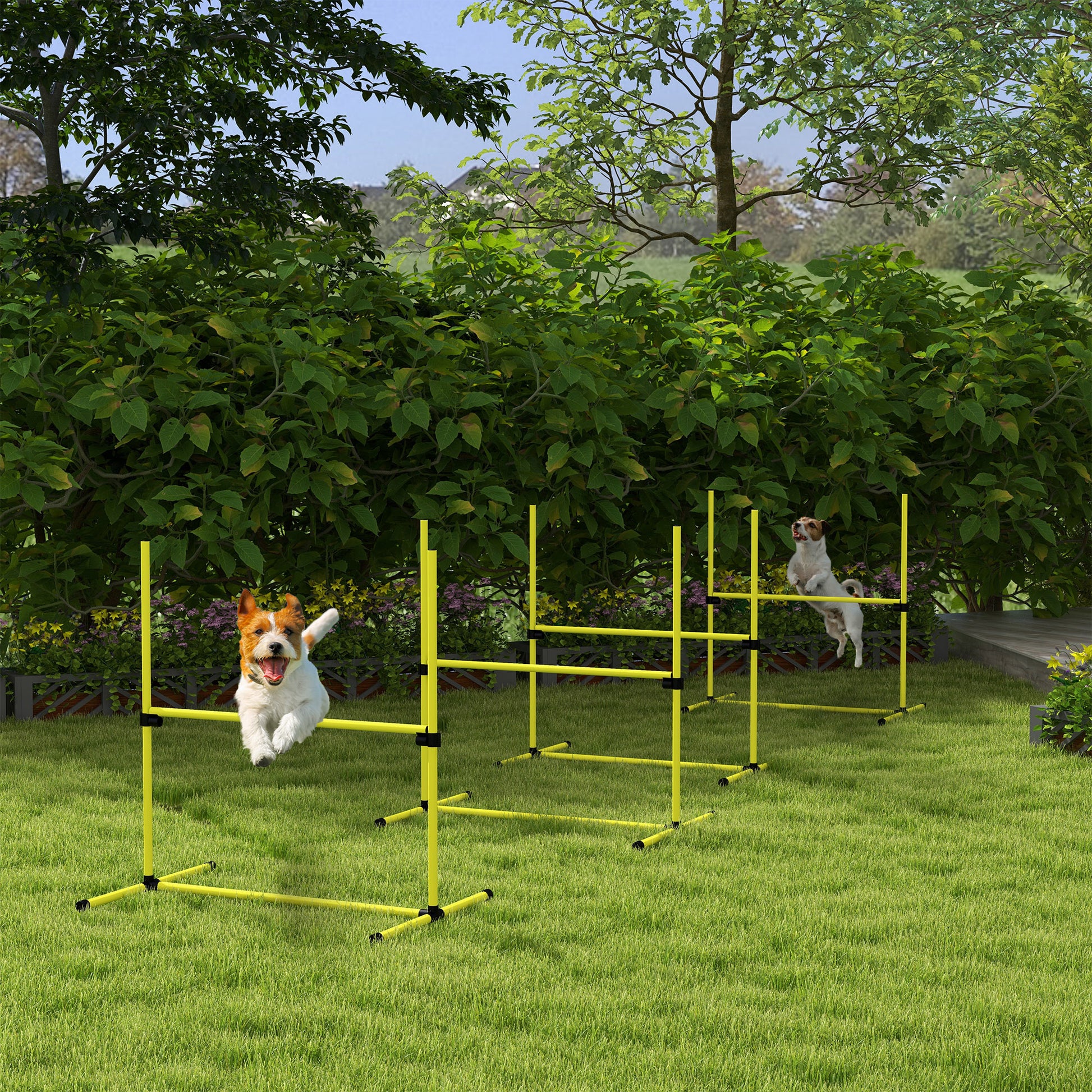Agility Set for Dogs 4-Piece Agility Equipment for Dog Training with 4 Adjustable Height Hurdles Carry Bag Coordination Training Agility Set for Games Training