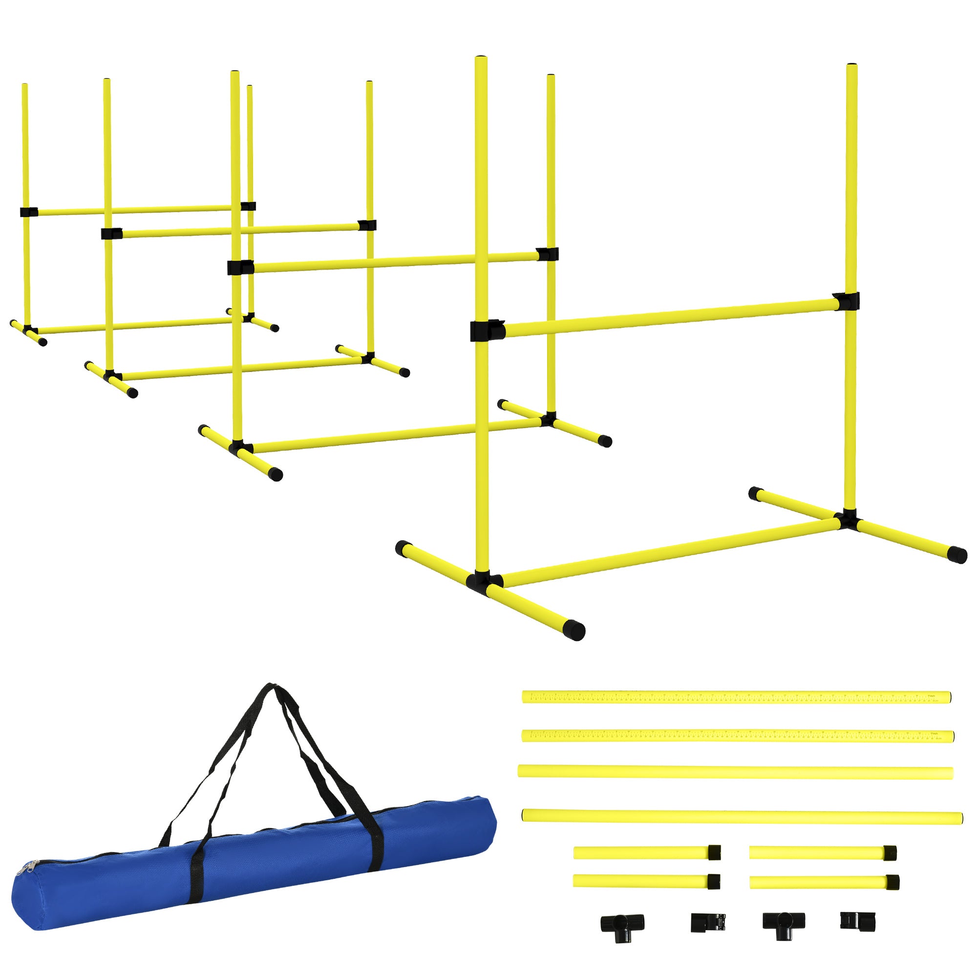 Agility Set for Dogs 4-Piece Agility Equipment for Dog Training with 4 Adjustable Height Hurdles Carry Bag Coordination Training Agility Set for Games Training