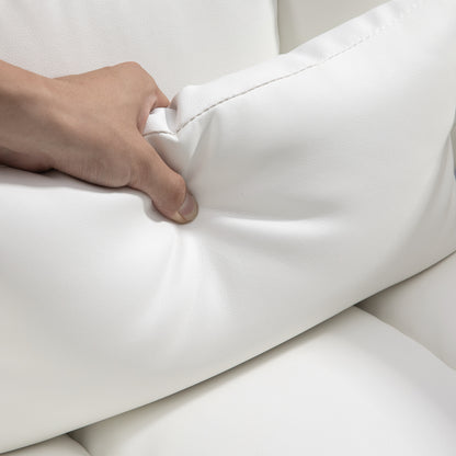 Office Chair, Ergonomic Desk Chair with Recline Function, Lumbar Pillow, Height Adjustable Computer Chair with Footrest, Swivel Function, for Home Office, Faux Leather, White