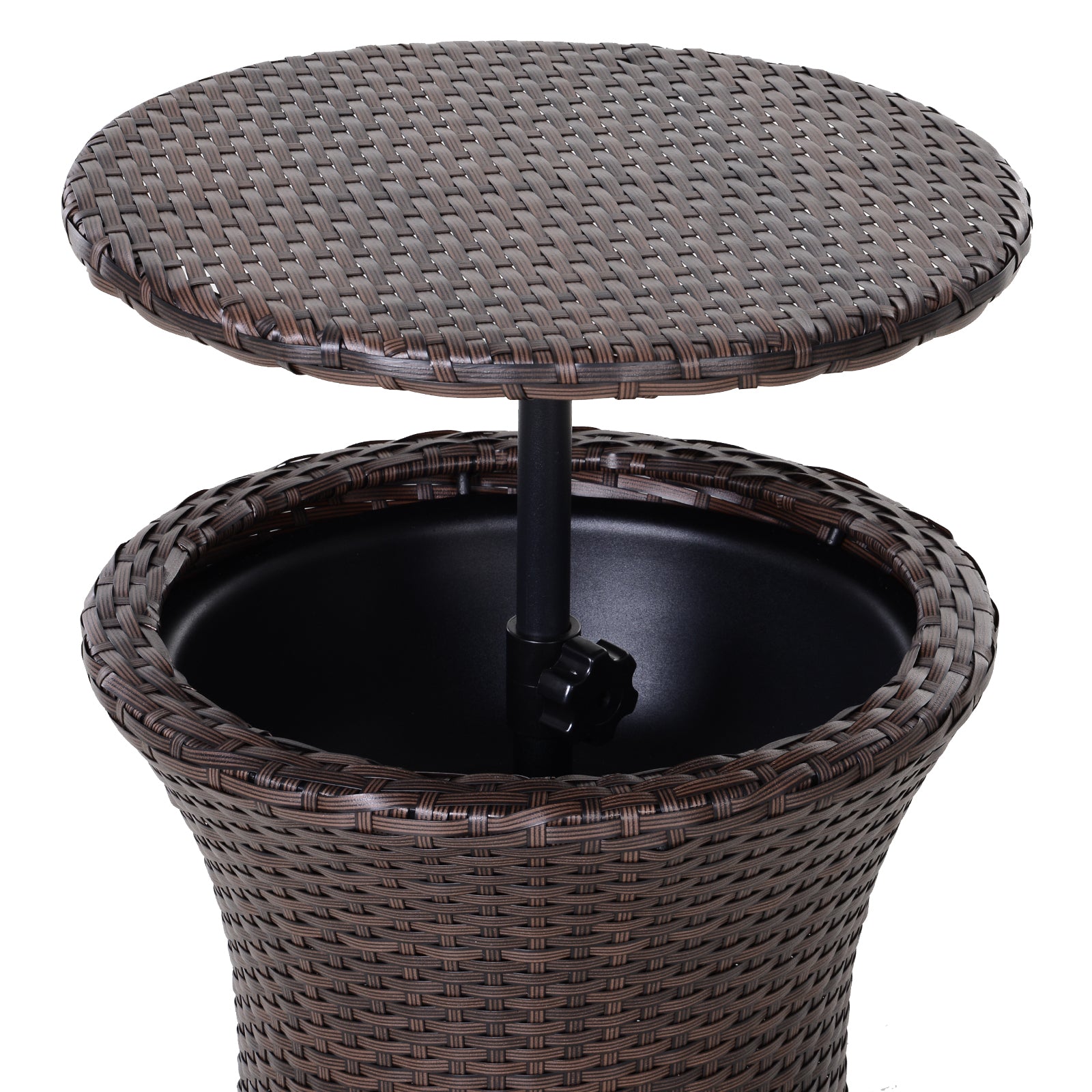 2-in-1 Ice Bucket Coffee Table Ø 48 x 83H cm Epoxy Metal Wicker Resin Rattan-like Brown