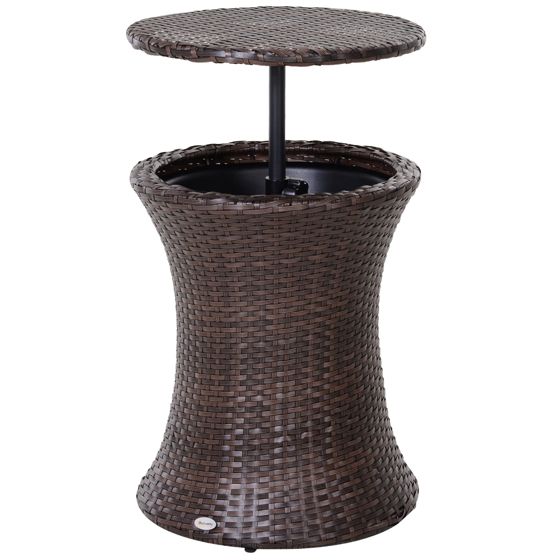 2-in-1 Ice Bucket Coffee Table Ø 48 x 83H cm Epoxy Metal Wicker Resin Rattan-like Brown