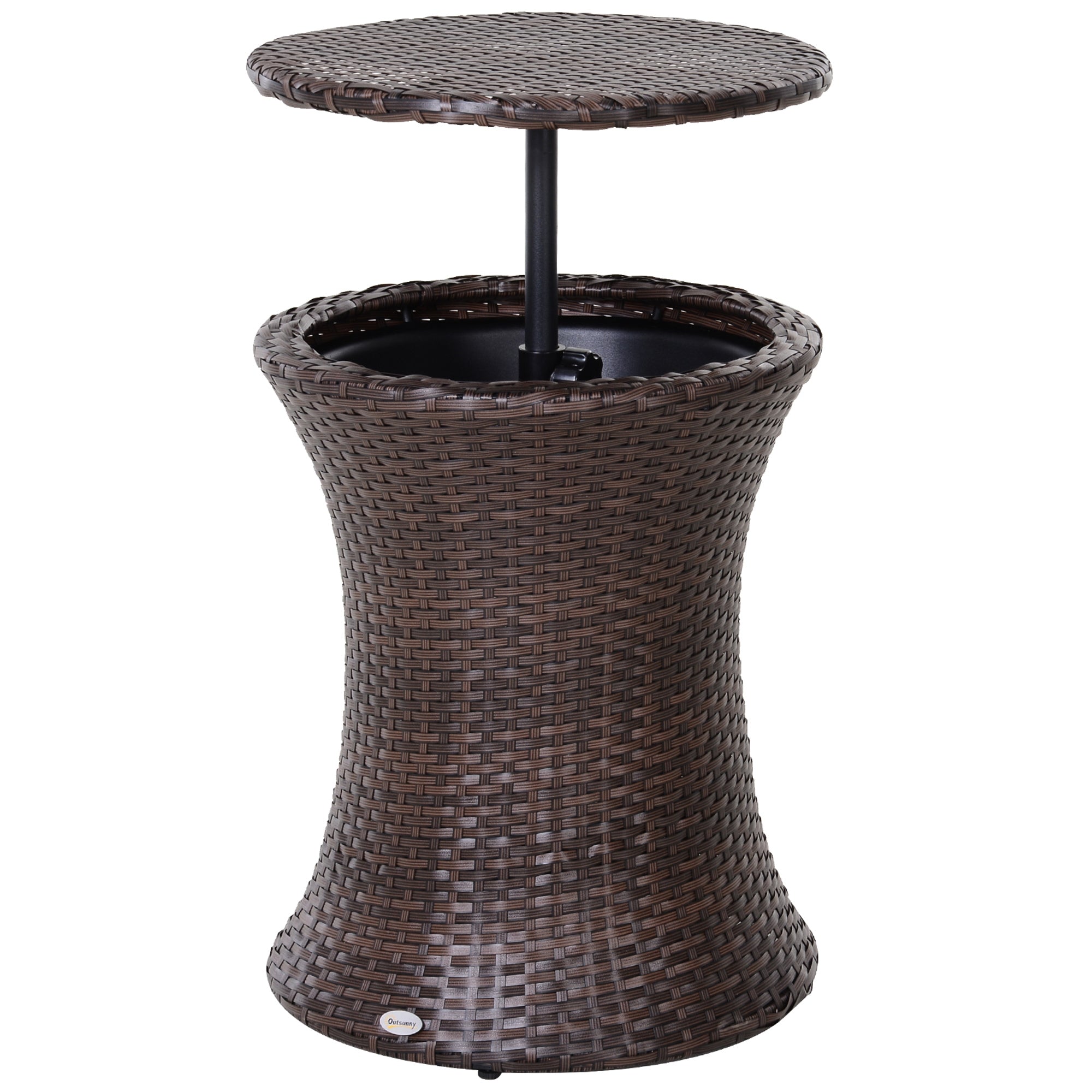 2-in-1 Ice Bucket Coffee Table Ø 48 x 83H cm Epoxy Metal Wicker Resin Rattan-like Brown