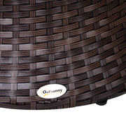 2-in-1 Ice Bucket Coffee Table Ø 48 x 83H cm Epoxy Metal Wicker Resin Rattan-like Brown