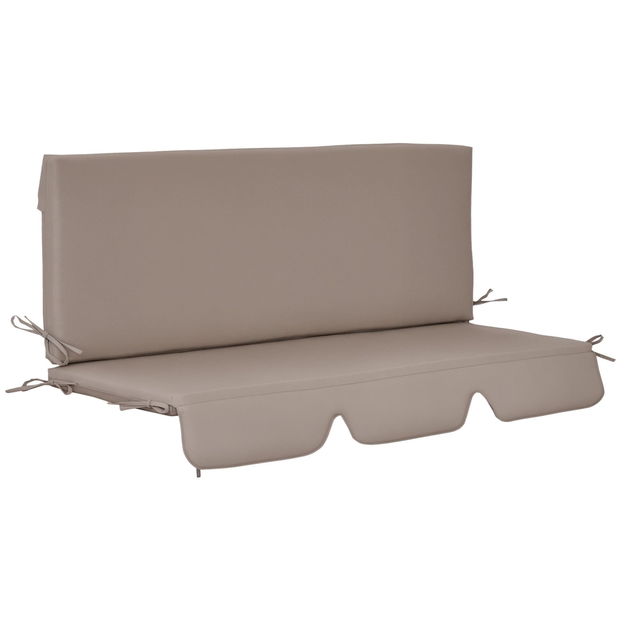 2-Piece Swing Cushion 130x45x5 cm Padded Seat and Backrest Cushion for Garden Terrace Balcony Outdoor Brown