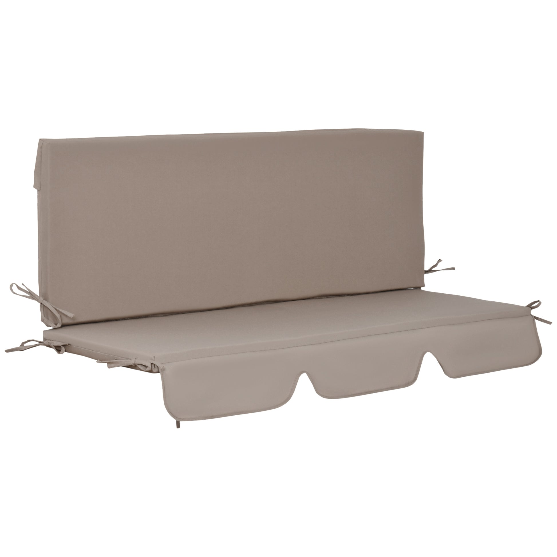 2-Piece Swing Cushion 130x45x5 cm Padded Seat and Backrest Cushion for Garden Terrace Balcony Outdoor Brown