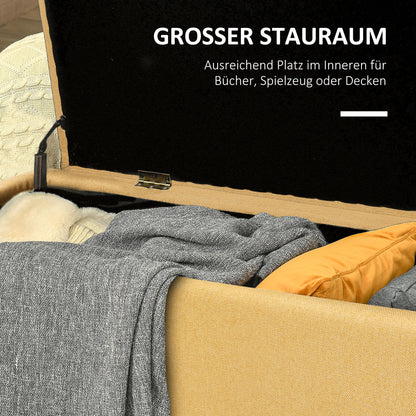 Storage Bench, Upholstered Bench with Storage, Linen Look, Bed Bench with Steel Legs for Living Room, Hallway, Bedroom, up to 150 kg Capacity, 101 x 38.5 x 44.5 cm, Yellow