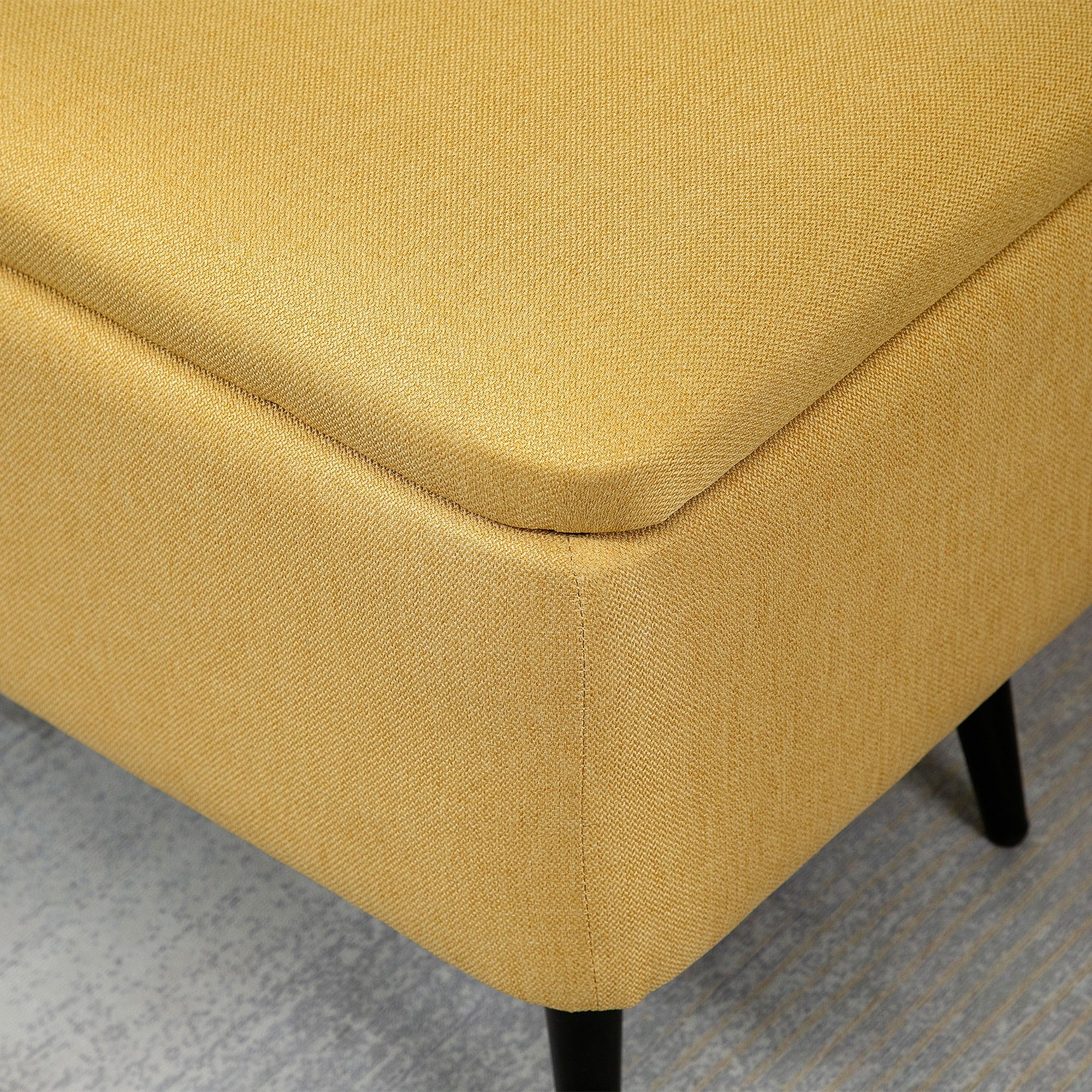 Storage Bench, Upholstered Bench with Storage, Linen Look, Bed Bench with Steel Legs for Living Room, Hallway, Bedroom, up to 150 kg Capacity, 101 x 38.5 x 44.5 cm, Yellow