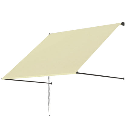 Manual Retractable Patio Awning, Adjustable Tilt, 150 x 116 cm (59 x 46 in), UV30+ Cream