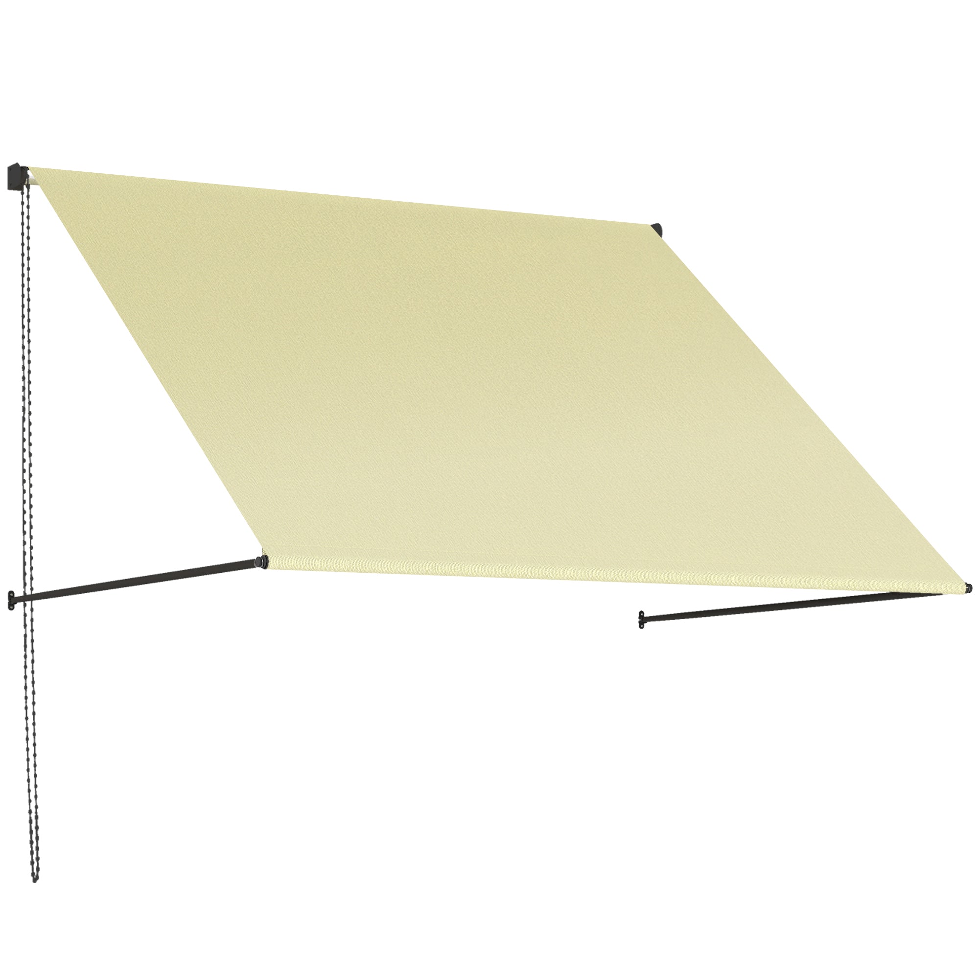 Manual Retractable Patio Awning, Adjustable Tilt, 150 x 116 cm (59 x 46 in), UV30+ Cream