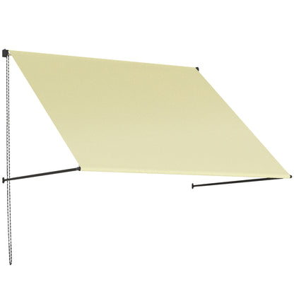 Manual Retractable Patio Awning, Adjustable Tilt, 150 x 116 cm (59 x 46 in), UV30+ Cream