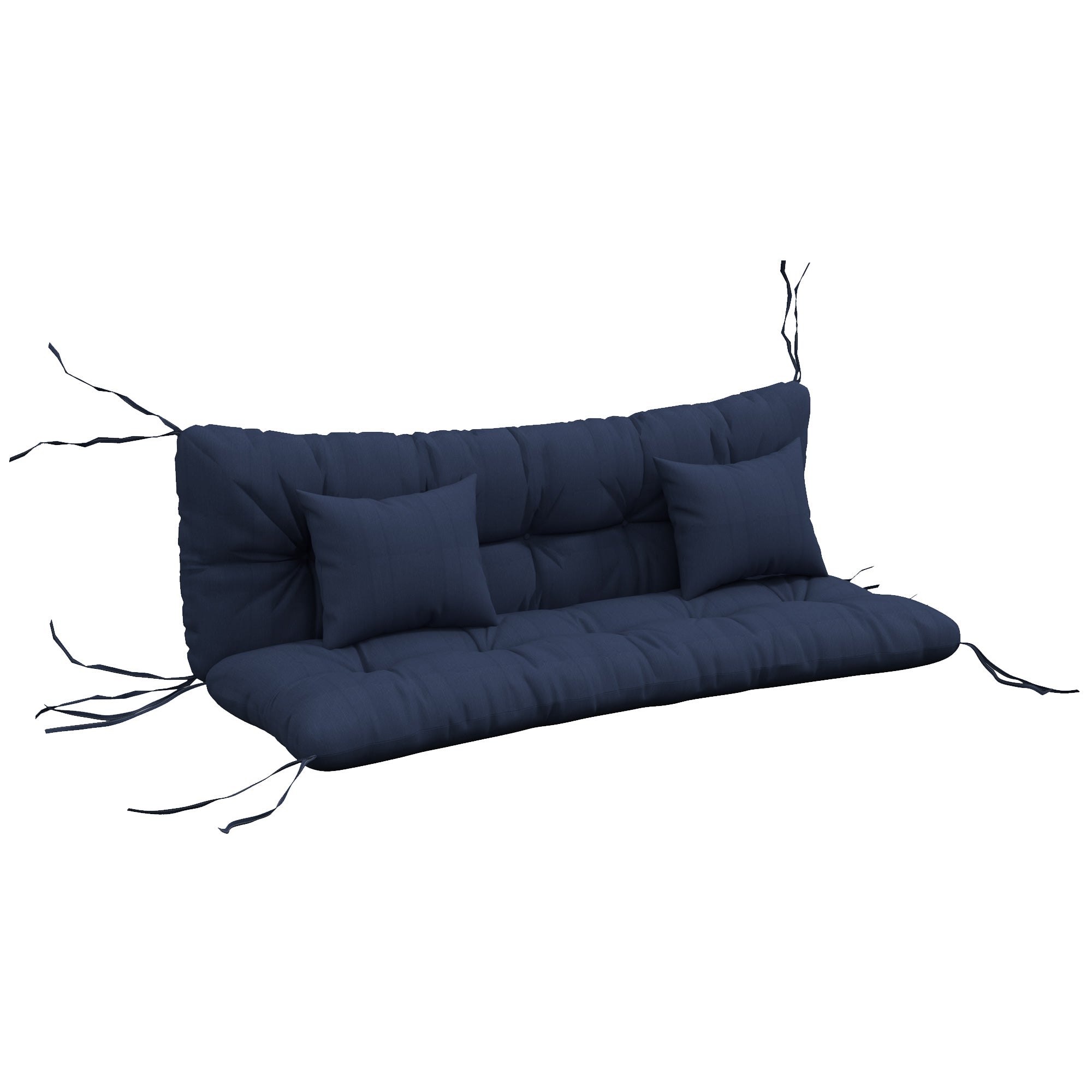 4-Piece Tufted Bench Cushion Set, 59 x 19.7 in, Water-Resistant with Ties, 4 in Thick Seat & Back Pads for Patio/Garden/Bench, Navy Blue