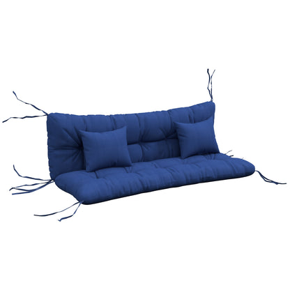4-Piece Tufted Bench Cushion Set, 59 x 19.7 in, Water-Resistant with Ties, 4 in Thick Seat & Back Pads for Patio/Garden/Bench, Navy Blue