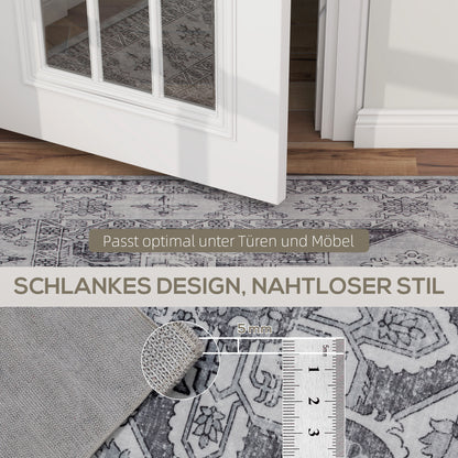 Machine-Washable Anti-Slip Vintage Flannel Short-Pile Area Rug for Living Room, Kitchen, Patio & Balcony, 90.6 x 63 in, Gray