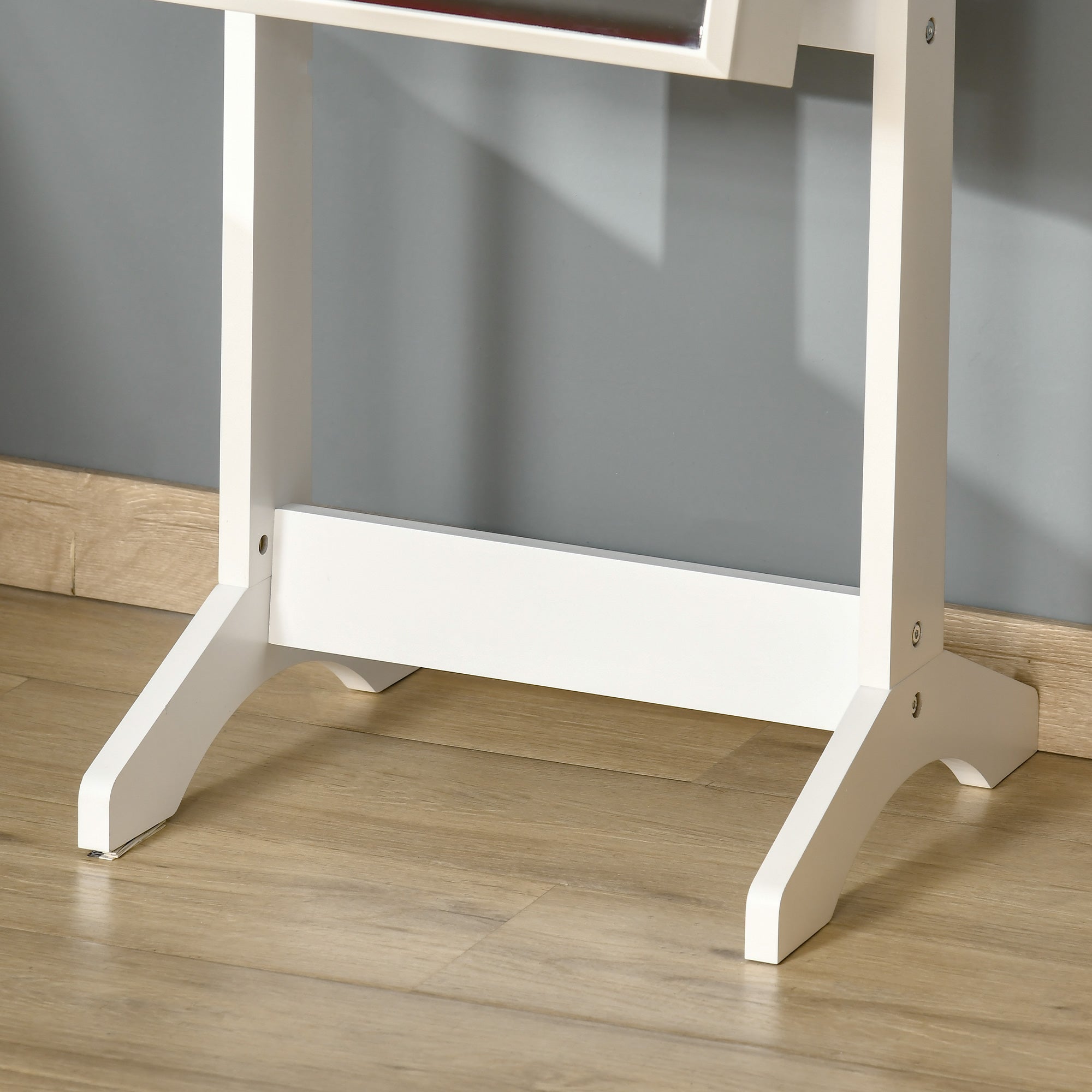 Standing Jewelry Mirror Cabinet with 3 Adjustable Angles Magnetic Lock Jewelry Organizer with Shelves Earring Slots Ring Hooks Necklaces 46x36.5x151.5 cm White